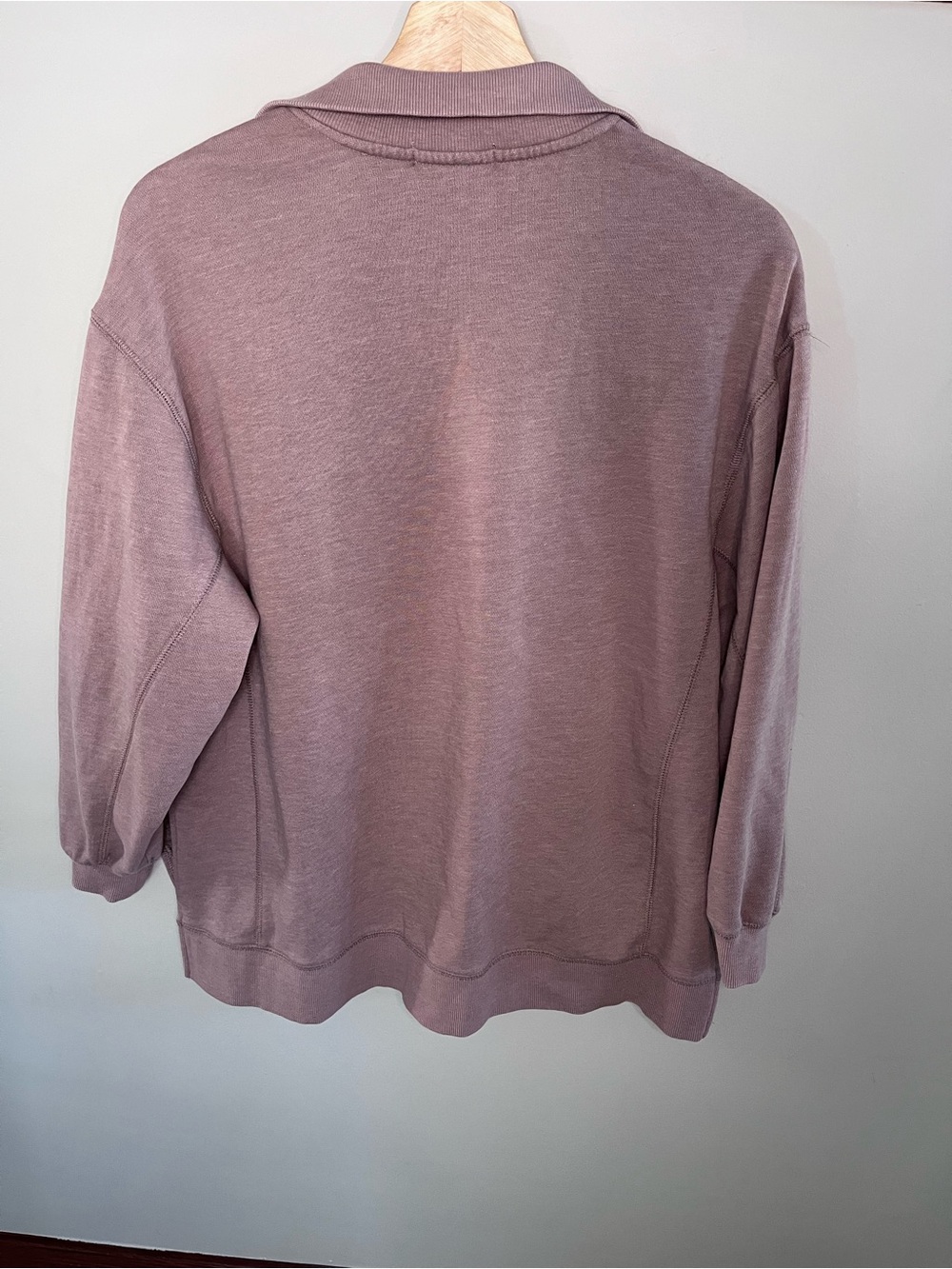 Z Supply Womens Quarter Zip Pullover Sweatshirt Mauve Pink Small Pocket Fleece - Picture 3 of 6